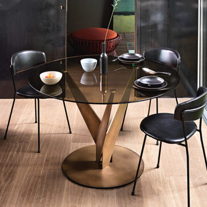 FIAM glazen design eettafel epsylon brons rond design by fabio bartolomei